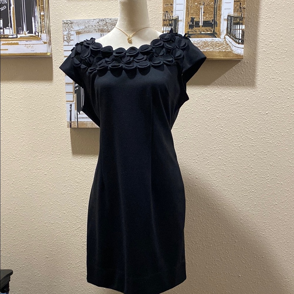 Elegant Black Dress with Floral Detail